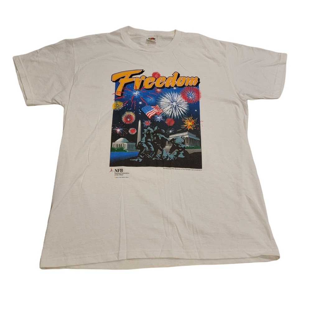 Freedom Patriotic Men's T-Shirt Tee Washington DC Fireworks large